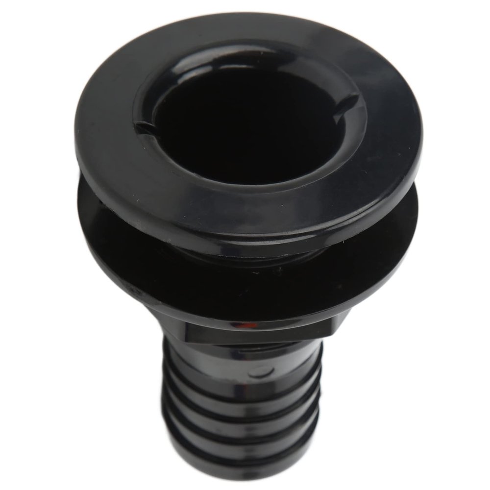 Acouto 1 1/2 inch Through Hull Fitting, 11/2in Thru Hull Fitting for Boats Marines ABS Plastic Straight Thru Hull Fitting Hose Connector Accessory(Black)
