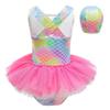 DYMCII Girls One-Piece Rainbow Swimsuits Toddler Kids Mermaid Fishscale Bathing Suits Outdoors Jumpsuit Swimwear w/Cap Rose 3-4T view 3