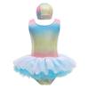 DYMCII Baby Girls One-Piece Rainbow Swimsuits Toddler Kids Mermaid Fishscale Bathing Suits Outdoors Jumpsuit Swimwear w/Cap Blue 7-8T