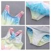 DYMCII Baby Girls One-Piece Rainbow Swimsuits Toddler Kids Mermaid Fishscale Bathing Suits Outdoors Jumpsuit Swimwear w/Cap Blue 7-8T view 4