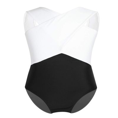 Agoky Kids Girls Cross Bodice Cutout Back Gymnastics Leotard Ballet Dance wear Sports Tank Tops White&Blue 5-6