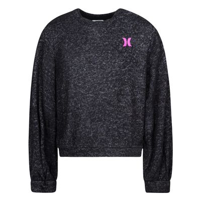 Hurley girls Soft Knit Long Sleeve Top Shirt, Black Heather, Large US