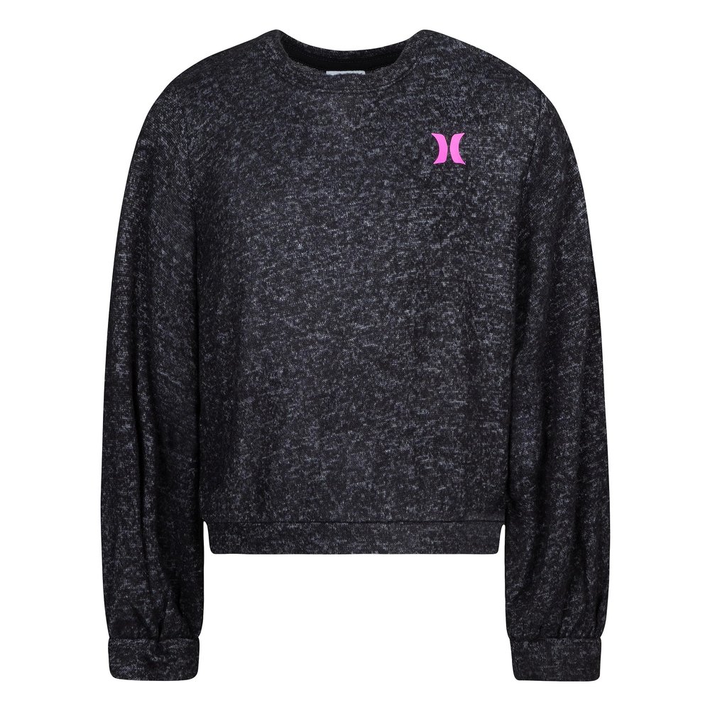 Hurley girls Soft Knit Long Sleeve Top Shirt, Black Heather, Large US