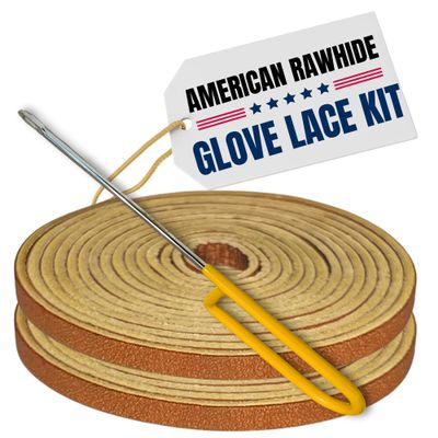 Covey Sports Baseball Glove Lace Kit with Leather Rawhide Laces & Needle - Complete Softball Glove Lacing Kit for Repair & Maintenance - Genuine American Leather Straps in Multiple Colors (Dark Tan)