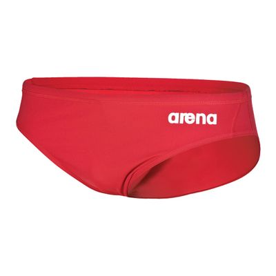 ARENA Mens Team Solid Swim Brief MaxLife Athletic Swimwear Professional Training Swimsuit Sports Bathing Suit, Red/White, US Size 32