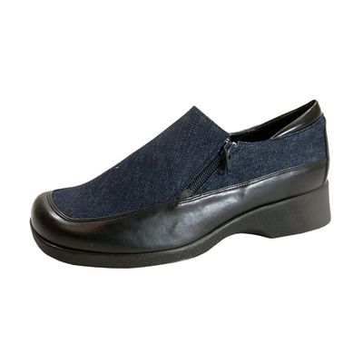 24 Hour Comfort Nell (6145) Women's Wide Width Denim Casual Shoes with Zipper Blue Denim 10
