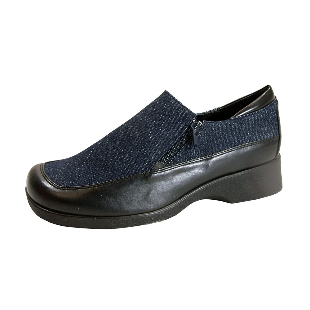 24 Hour Comfort Nell (6145) Women's Wide Width Denim Casual Shoes with Zipper Blue Denim 10