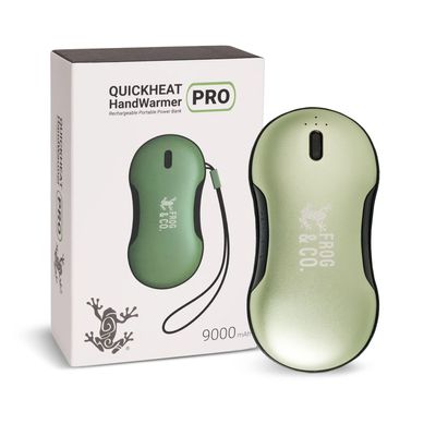 Survival Frog QuickHeat PRO Rechargeable Hand Warmer with Portable Power Bank - Premium Quality Electric Hand Warmer - Reusable Hand Warmers - USB Heater for Hands with Storage Bag and Lanyard