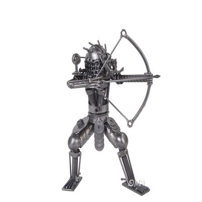 Old Modern Handicrafts Metal Predator Model with Bow & Arrow - Made from Premium Metal - 5.91 x 6.69 x 8.66 inches