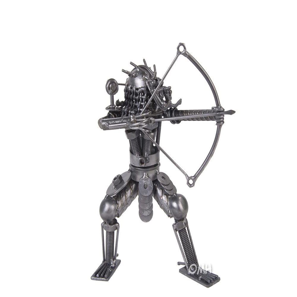 Old Modern Handicrafts Metal Predator Model with Bow & Arrow - Made from Premium Metal - 5.91 x 6.69 x 8.66 inches