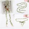 Artificial Leaf Skinny Belts Twisted Braided Waist Rope with Faux Pearl for Women Dresses DIY Wreath Gift Wraping Craft view 3