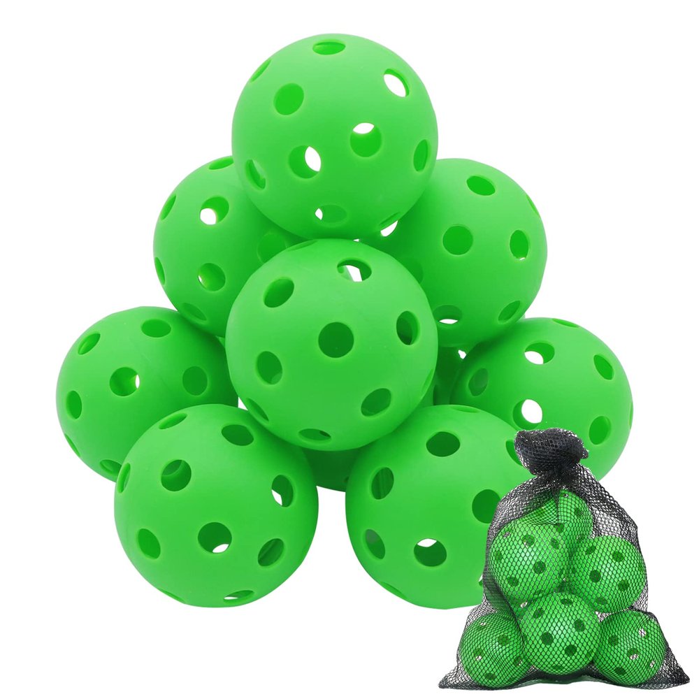 Avesfer 12 Pack Plastic Practice Baseballs with Mesh Bag [Anti-Crack] Soft Training Baseball Balls Hitting Batting Indoor Outdoor Lightweight Hollow for Team Drills Coaching 9 inch Green