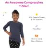 Fun and Function Ribbed Hug Tee - Long Sleeve, Gentle Compression Shirt for Boys & Girls - Sensory Shirt, Navy view 3