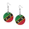 Flag of Saint Kitts And Nevis Women's Wooden Circle Earrings Pendant Printed Dangle Ear Hoop view 1
