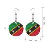 Flag of Saint Kitts And Nevis Women's Wooden Circle Earrings Pendant Printed Dangle Ear Hoop view 2