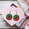 Flag of Saint Kitts And Nevis Women's Wooden Circle Earrings Pendant Printed Dangle Ear Hoop view 3