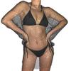 Aksod Women Sexy Rhinestone See Through Mesh Beach Bikini Swimsuit Bat Sleeve Fishnet Beach Cover Up Dress Stretch Hollow Out Swimwear Party Body Jewerly Accessories for Women and Girls view 1