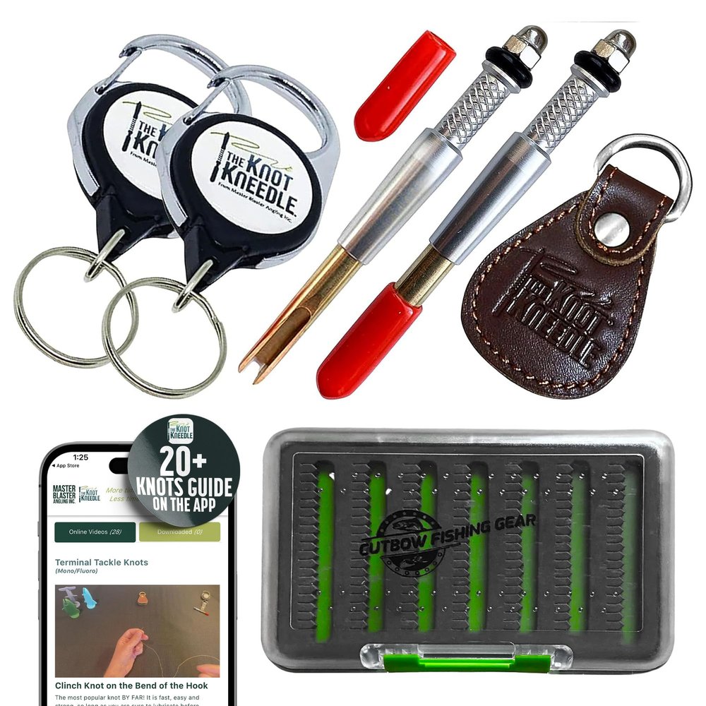 KNOT KNEEDLE - Fishing Knot Tying Tool, Fish Hook Tying Tool, Fish Knot Tying Tool, Quick Fishing Line Tie Tool for Hooks & Lines, Fishing Gear & Accessories - 5-Piece Bundle