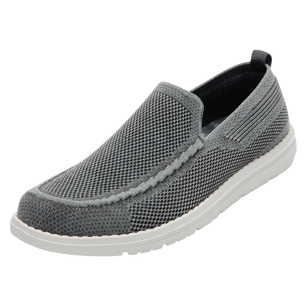 1TAZERO Wide Shoes for Men | Wide Width Slip on Shoes | Men Loafer Casua Shoes | Walking Shoes for Men with Arch Support Summer Boat Shoes for Plantar Fasciitis Grey Size 16