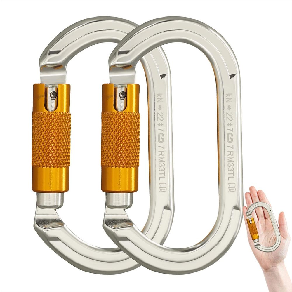 Carabiner Caribeener Clips Heavy Duty Large Alloy Steel D Ring Shape Locking Carabiner for Hammock,Keychain,Outdoor,Camping,Hiking,Dog Leash Harness