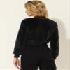 Allegra K Women's Faux Fur Coats Long Sleeve 2023 Fall Zipper Up Crop Jacket X-Large Black view 4