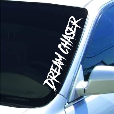 Dabbledown Dream Chaser Version White DD202 Lowrider Car Truck Window Windshield Lettering Decal Sticker Decals Stickers Drift Dub Lowered JDM Fresh Detailed Stance Fitment 4x4 (5" x 24")