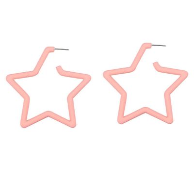 80 90s Colorful Big Acrylic Star Hoop Earrings Neon Geometric Party Accessories for Women Fluorescence Statement Jewelry-Pink