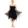 Sywiyi Women's Sleeveless High Low Leotard Dress Ballet Dance Flowy Dress Lyrical Dance Performance Costume Black Small view 2