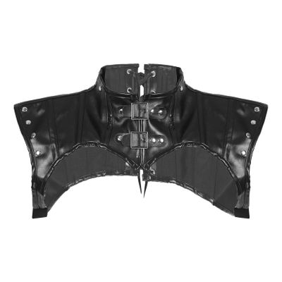 ACSUSS Mens Harness Steampunk Gothic PU Leather Shoulder Armors Buckles Body Chest Harness for Halloween Black XX-Large