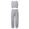 TAIKMD Kids Girls Crop Tops with Athletic Pants Tracksuit Gymnastic Active Workout Clothing Set Two Piece Dance Outfit (5-6, Gray) view 1