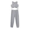 TAIKMD Kids Girls Crop Tops with Athletic Pants Tracksuit Gymnastic Active Workout Clothing Set Two Piece Dance Outfit (5-6, Gray) view 3