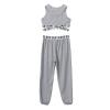 TAIKMD Kids Girls Crop Tops with Athletic Pants Tracksuit Gymnastic Active Workout Clothing Set Two Piece Dance Outfit (5-6, Gray) view 4