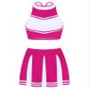 JEEYJOO Women's Cheerleading Uniform Outfit Set Schoolgirls Sleeveless Crop Top with Pleated Skirt Hot Pink A Small view 4