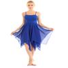Sywiyi Women's Sleeveless High Low Leotard Dress Ballet Dance Flowy Dress Lyrical Dance Performance Costume Blue Medium view 1