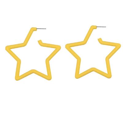 80 90s Colorful Big Acrylic Star Hoop Earrings Neon Geometric Party Accessories for Women Fluorescence Statement Jewelry-Yellow