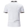 QWENTMTNTY Men's Polo Shirts with Pocket Short Sleeve Cotton Slim Fit T-Shirts Casual Quick Dry Patchwork Jersey Golf Tees E-White view 3