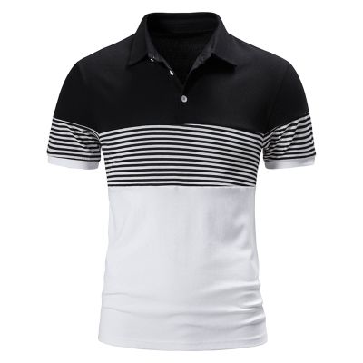 QWENTMTNTY Men's Polo Shirts with Pocket Short Sleeve Cotton Slim Fit T-Shirts Casual Quick Dry Patchwork Jersey Golf Tees J-White