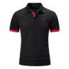 QWENTMTNTY Men's Polo Shirts with Pocket Short Sleeve Cotton Slim Fit T-Shirts Casual Quick Dry Patchwork Jersey Golf Tees I-Black view 1
