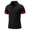 QWENTMTNTY Men's Polo Shirts with Pocket Short Sleeve Cotton Slim Fit T-Shirts Casual Quick Dry Patchwork Jersey Golf Tees I-Black view 2