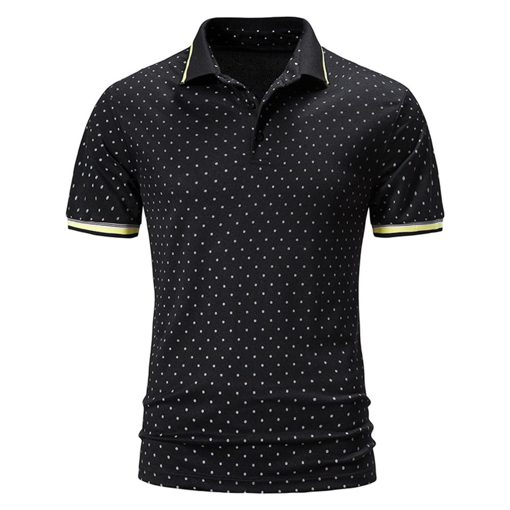 QWENTMTNTY Men's Polo Shirts with Pocket Short Sleeve Cotton Slim Fit T-Shirts Casual Quick Dry Patchwork Jersey Golf Tees H-Black