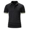 QWENTMTNTY Men's Polo Shirts with Pocket Short Sleeve Cotton Slim Fit T-Shirts Casual Quick Dry Patchwork Jersey Golf Tees H-Black view 1