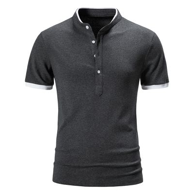 QWENTMTNTY Men's Polo Shirts with Pocket Short Sleeve Cotton Slim Fit T-Shirts Casual Quick Dry Patchwork Jersey Golf Tees D-Grey