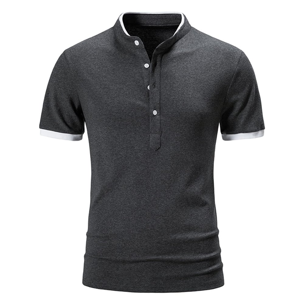 QWENTMTNTY Men's Polo Shirts with Pocket Short Sleeve Cotton Slim Fit T-Shirts Casual Quick Dry Patchwork Jersey Golf Tees D-Grey