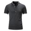 QWENTMTNTY Men's Polo Shirts with Pocket Short Sleeve Cotton Slim Fit T-Shirts Casual Quick Dry Patchwork Jersey Golf Tees D-Grey view 1