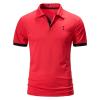 QWENTMTNTY Men's Polo Shirts with Pocket Short Sleeve Cotton Slim Fit T-Shirts Casual Quick Dry Patchwork Jersey Golf Tees view 1