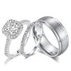 Ahloe Jewelry CEJUG 18k Gold Wedding Ring Sets for Him and Her Womens Mens Titanium Stainless Steel Rings Bands 1.5Ct Cz Couple Rings Size 10&8 view 1
