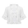 FEESHOW Little Girls Short Sleeve Knitted Bolero Cardigan Shrug Lace-up Straps Front Top Cover up Sweater White 3-6 Years view 1