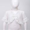 FEESHOW Little Girls Short Sleeve Knitted Bolero Cardigan Shrug Lace-up Straps Front Top Cover up Sweater White 3-6 Years view 3