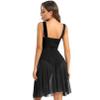 Jhaoyu Women Mesh Overlay Shoulder Color Block Lyrical Modern Contemporary Dance Leotard Dress Costume Black Medium view 2