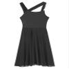 Jhaoyu Women Mesh Overlay Shoulder Color Block Lyrical Modern Contemporary Dance Leotard Dress Costume Black Medium view 4